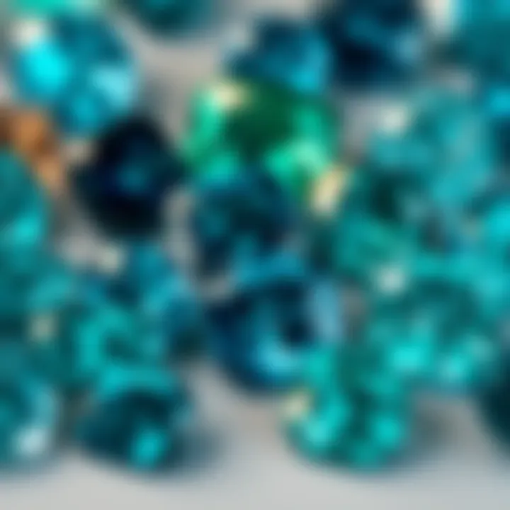 Variety of Teal Sapphires Display of various teal sapphires with different cuts
