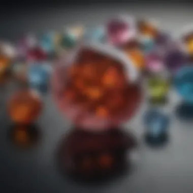 Cultural Symbols of Gemstones An artistic representation of cultural symbols associated with different gemstones, emphasizing their significance.