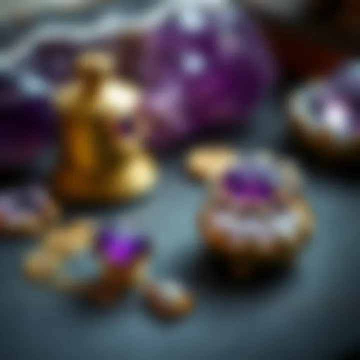 Historical artifacts featuring amethyst, illustrating its cultural significance