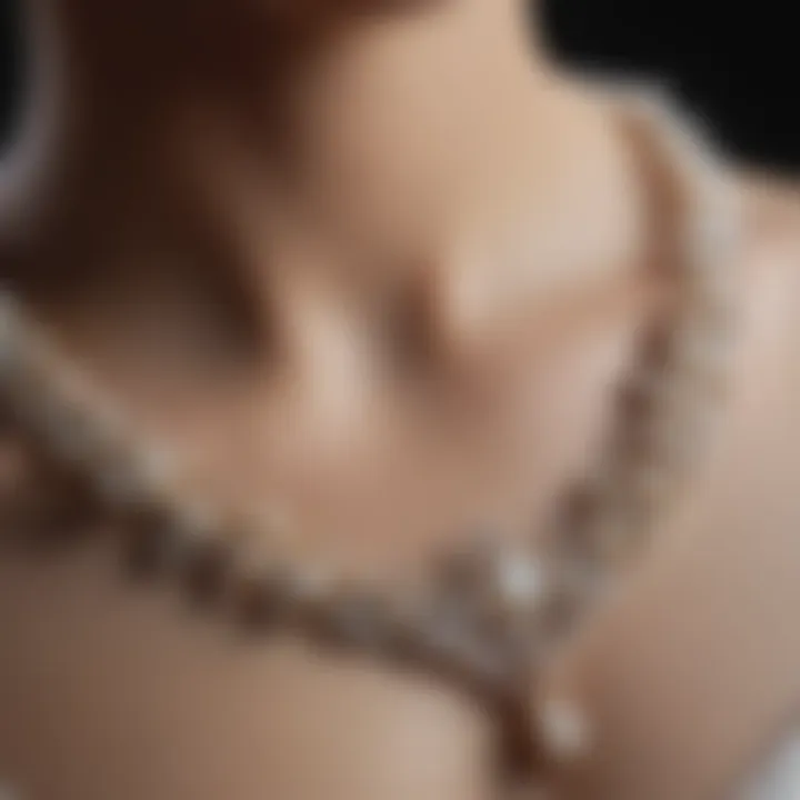 Elegant pearl necklace on display