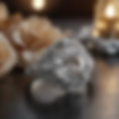 Luxurious Setting for White Gold Diamond Ring Elegant white gold diamond ring against a luxurious backdrop