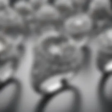 Exquisite Collection in Prestigious Jewelry Store Collection of various white gold diamond rings displayed in a prestigious jewelry store