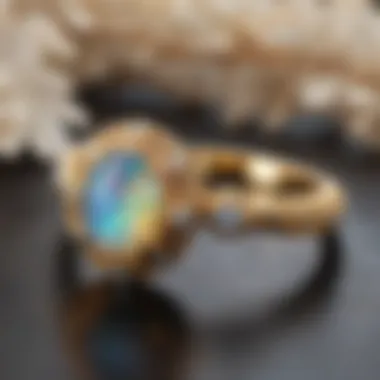 Natural Elegance of Bezel Set Opal Ring A beautiful bezel set opal ring in a natural setting, emphasizing its organic beauty