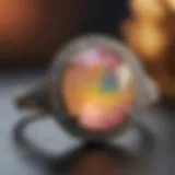 Elegant bezel set opal engagement ring showcasing vibrant play of color