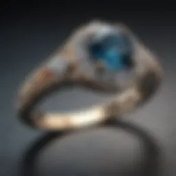 Elegant bluestone diamond ring showcasing intricate craftsmanship