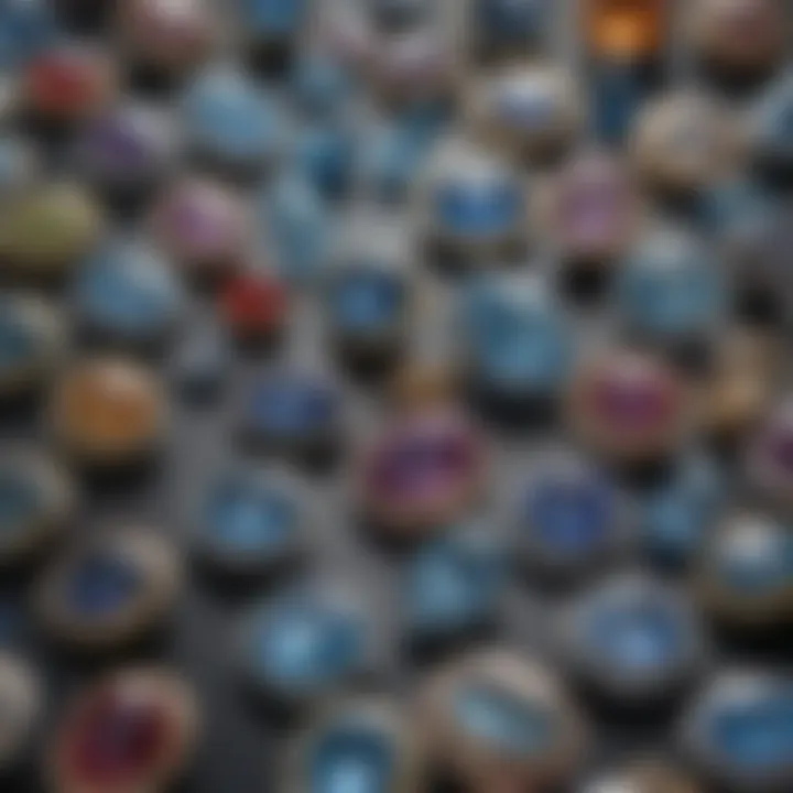 Collection of various bluestones used in jewellery