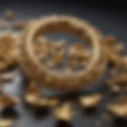Elegant broken gold jewelry pieces on display