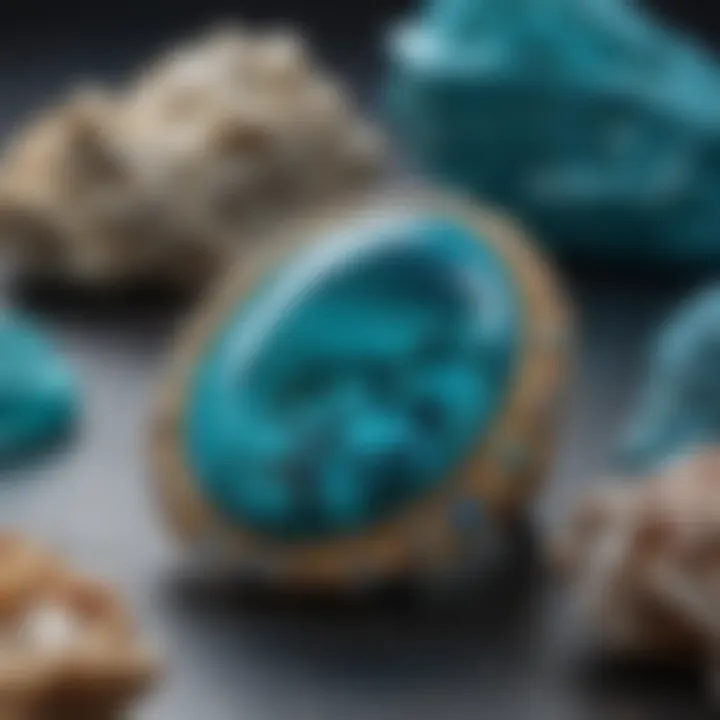 A stunning close-up of a California turquoise gemstone showcasing its vibrant blue hues.