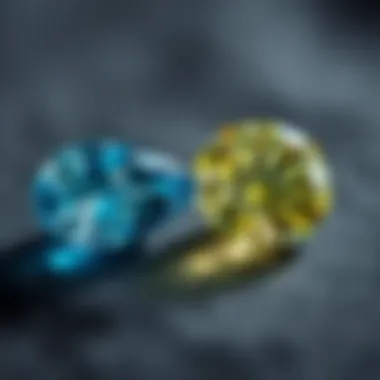 Comparison of two gemstones of the same type but different carat weights