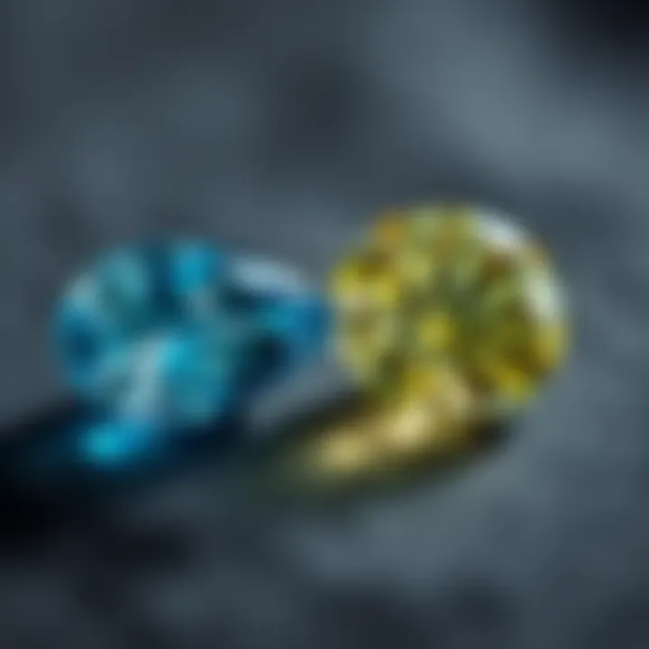 Comparison of two gemstones of the same type but different carat weights