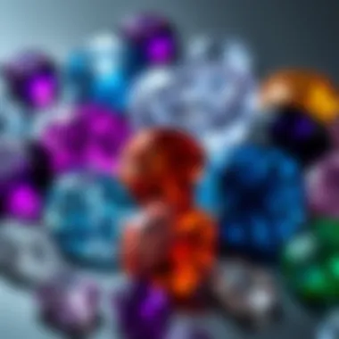 A curated display of high-quality gemstones with distinct carat weights