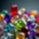 Close-up view of various gemstones showcasing different carat weights