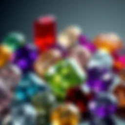 Close-up view of various gemstones showcasing different carat weights