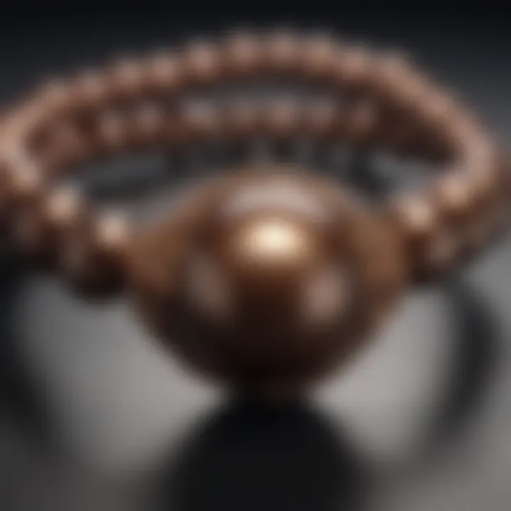 An elegant jewelry piece adorned with chocolate pearls