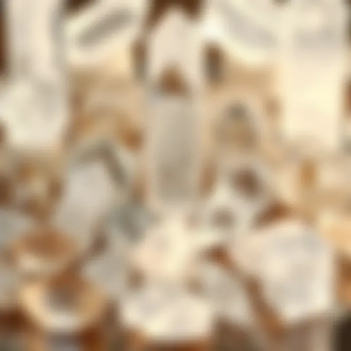 Diverse Collection of Clear Quartz Crystals A beautifully arranged collection of various clear quartz crystals reflecting light.