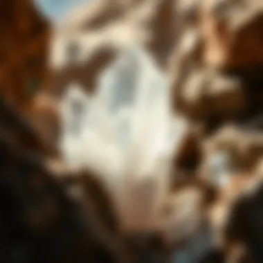 Geological Setting of Clear Crystal Quartz Geological formation of clear quartz in its natural setting among rocks.