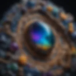 Stunning close-up of covellite cabochon displaying unique iridescent colors