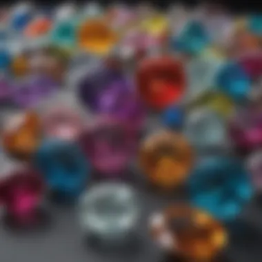 Various gemstones displayed in a vibrant array, highlighting their unique colors and forms.