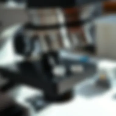 Detailed view of a polarizing microscope in use for mineral analysis