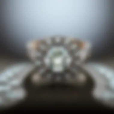 A vintage-inspired pave setting adorned with multiple small diamonds around the center stone