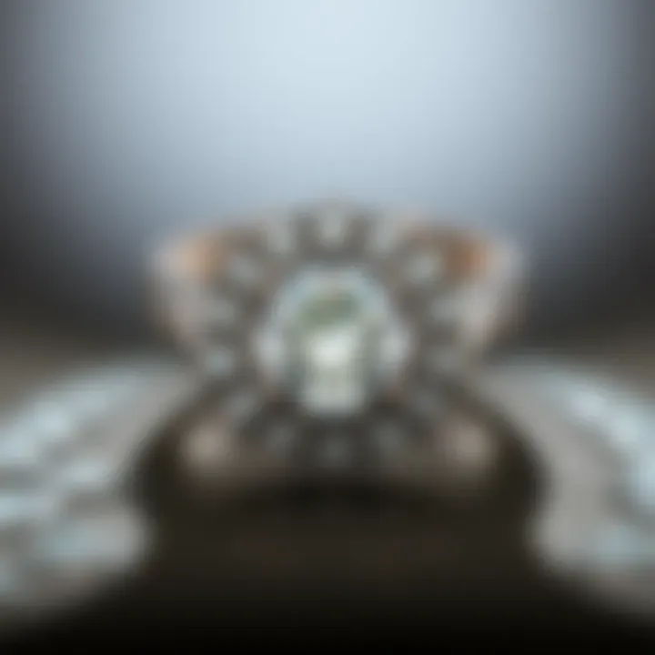A vintage-inspired pave setting adorned with multiple small diamonds around the center stone