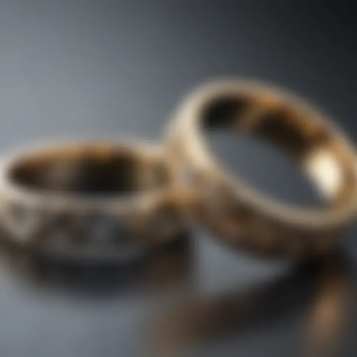 Modern geometric wedding rings displayed against a minimalist background, emphasizing contemporary design.