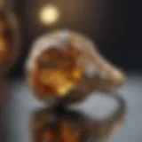 Elegant citrine gemstone ring with intricate details
