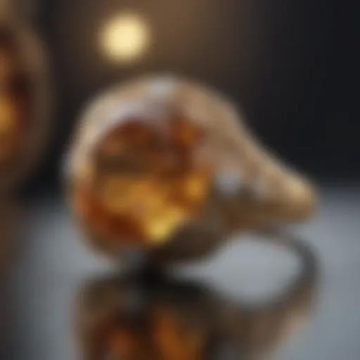 Elegant citrine gemstone ring with intricate details