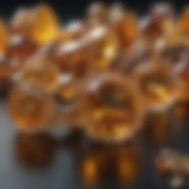 Close-up view of citrine and topaz gemstones