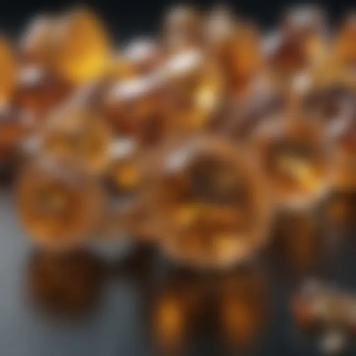 Close-up view of citrine and topaz gemstones