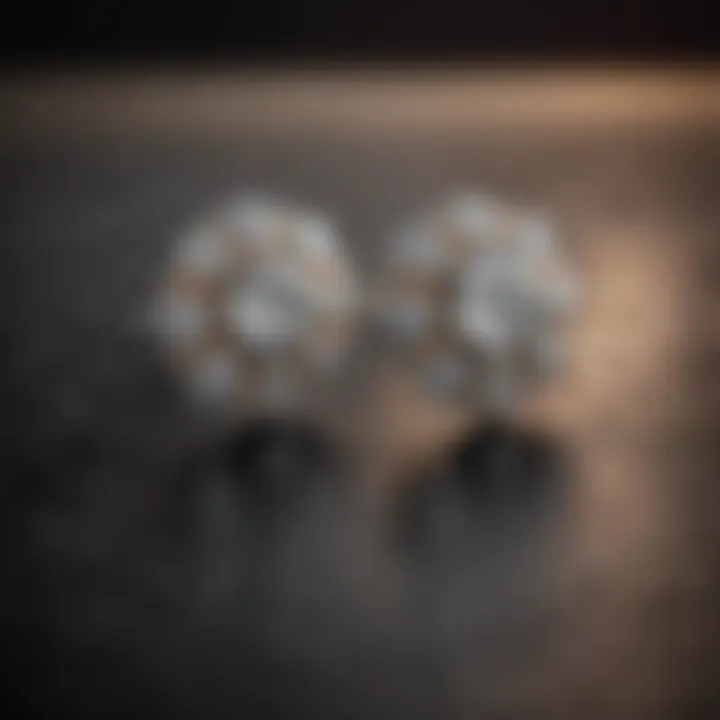 Exquisite 1 carat diamond cluster earrings on a velvet background