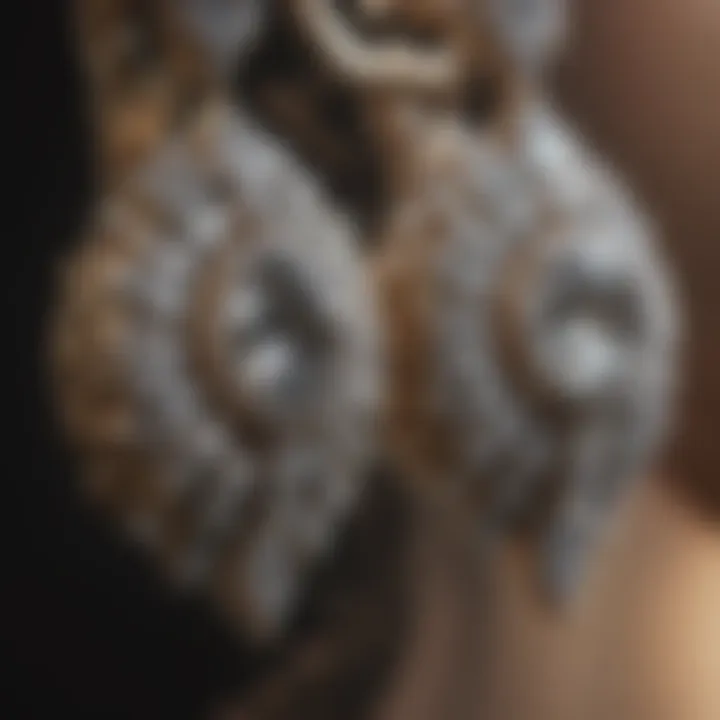 Detailed view showcasing the intricate setting of diamond cluster earrings