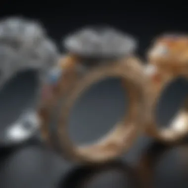 Variety of engagement ring bands showcasing different materials