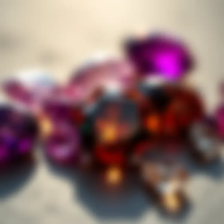 Ethically Sourced Gemstones A close-up view of ethically sourced gemstones reflecting light beautifully.