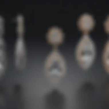 Stylish arrangement of various faux diamond earrings on display.