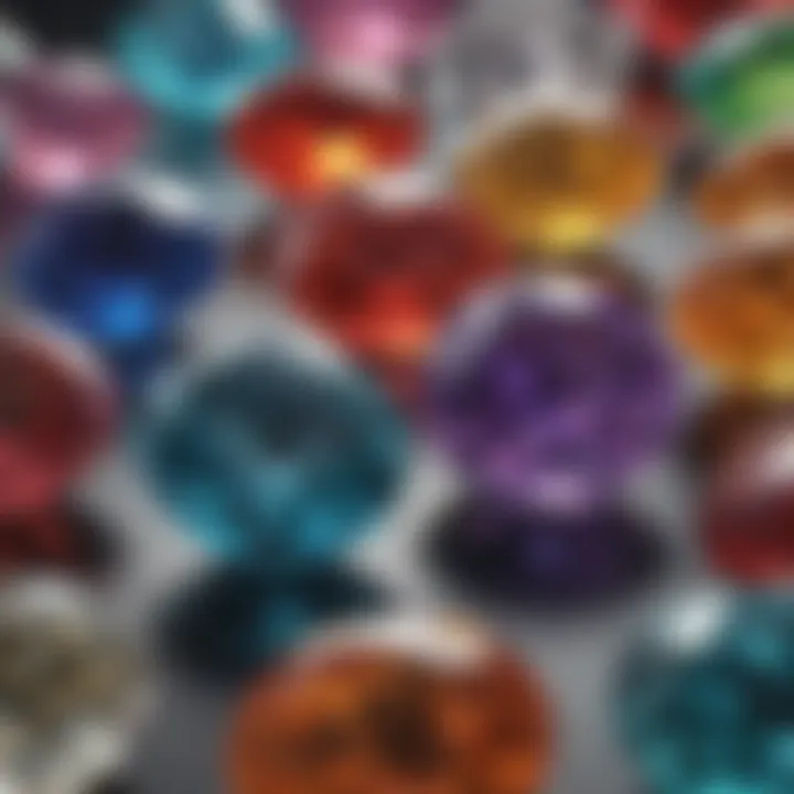 Close-up of gemstones symbolizing love and commitment