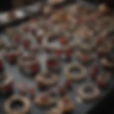 A vibrant display of garnet jewelry at a local Austin market event.