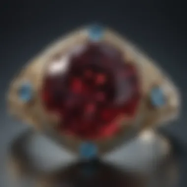 Close-up of a sparkling gemstone set in an elegant ring design.