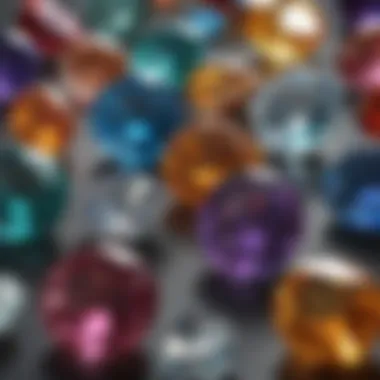 Close-up of various gemstones, highlighting their natural beauty and diversity.