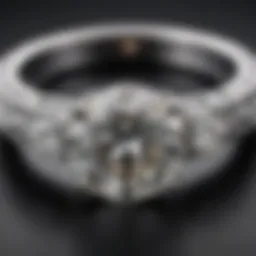 Close-up view of an Old European cut moissanite ring showcasing its brilliance