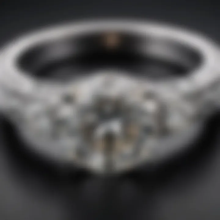 Close-up view of an Old European cut moissanite ring showcasing its brilliance