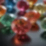 A stunning array of high color diamonds showcasing their vibrant hues.