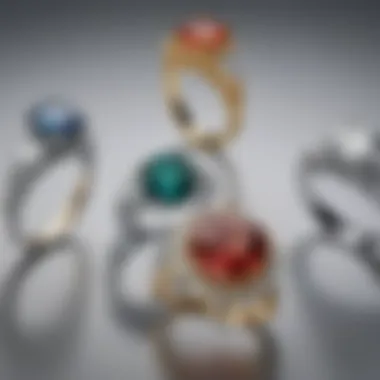 Historical representation of engagement rings depicting evolution of high prong settings