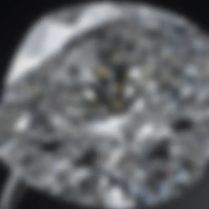 Close-up view of a cushion cut diamond showcasing its brilliant facets