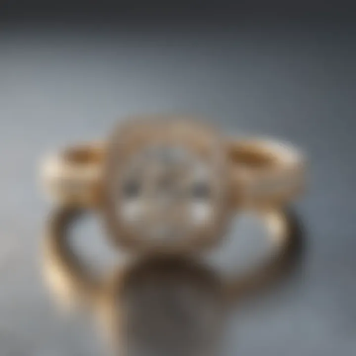 Stunning cushion cut diamond ring set in an elegant gold band