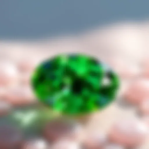 Close-up view of a green diamond showcasing its vibrant color