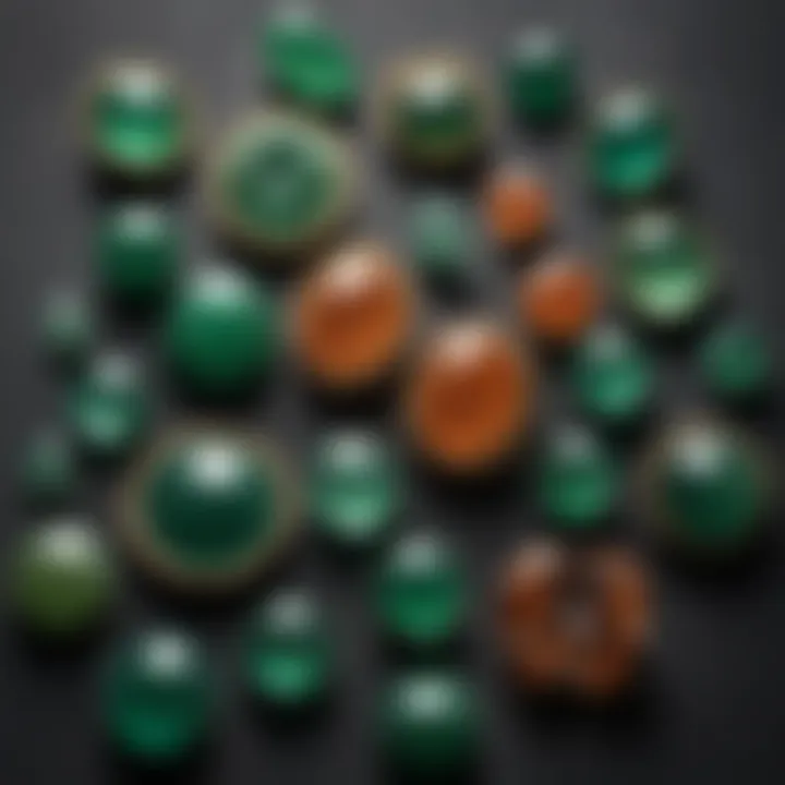 Variety of jade gems in different styles and designs