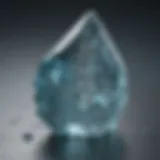 Close-up view of aquamarine crystal showcasing its clarity and color