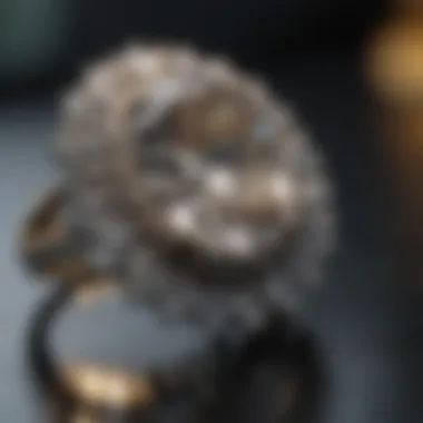 Elegant diamond ring on display in a boutique