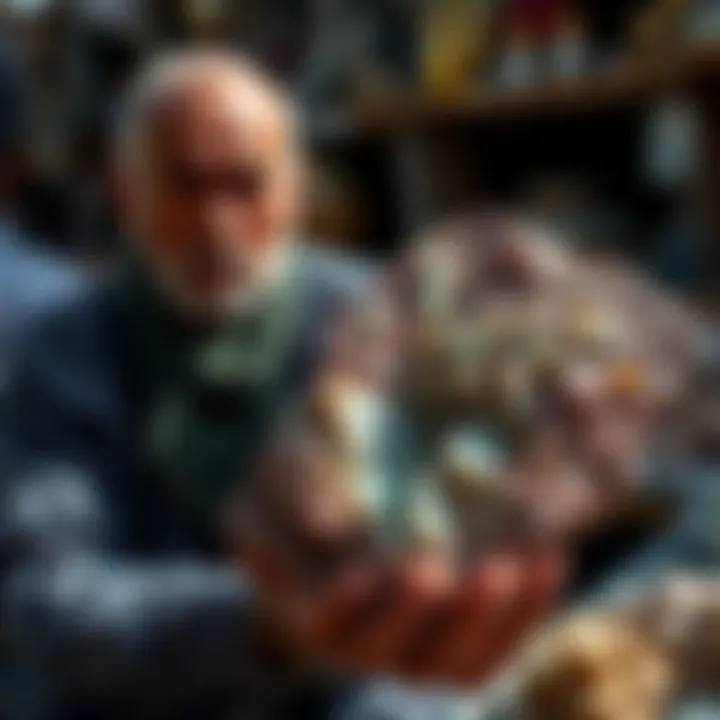 An overview of wholesale mineral trading activity, featuring traders and mineral specimens